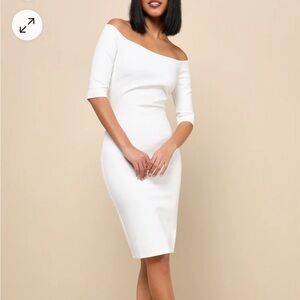 Lulus Ivory Off-the-Shoulder Midi Dress